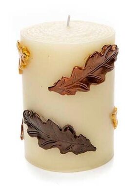 MacKenzie-Childs Falling Leaves 4" Pillar Candle NIB